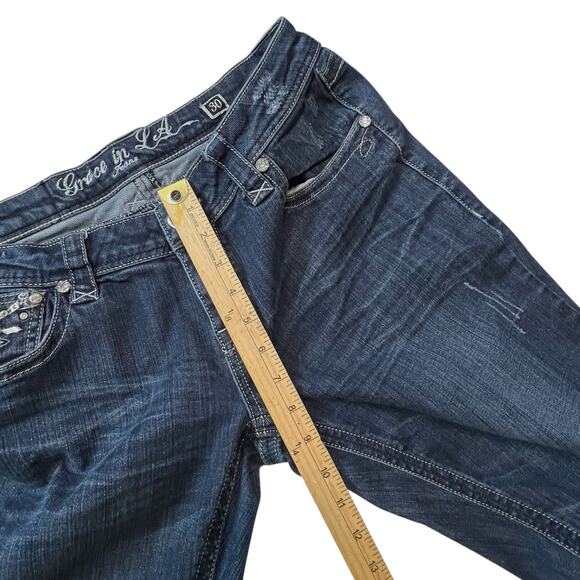 Grace in LA Jeans Size 13/30 Embellished Bootcut Rhinestone Pockets FLAW - Picture 6 of 15
